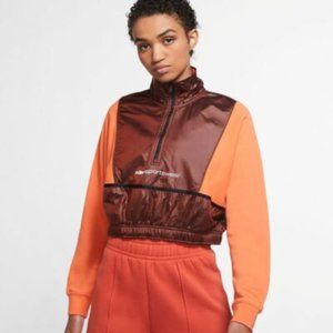 Nike Sportswear Women's Small 1/4 Zip Top Women’s Camellia Firewood Orange White